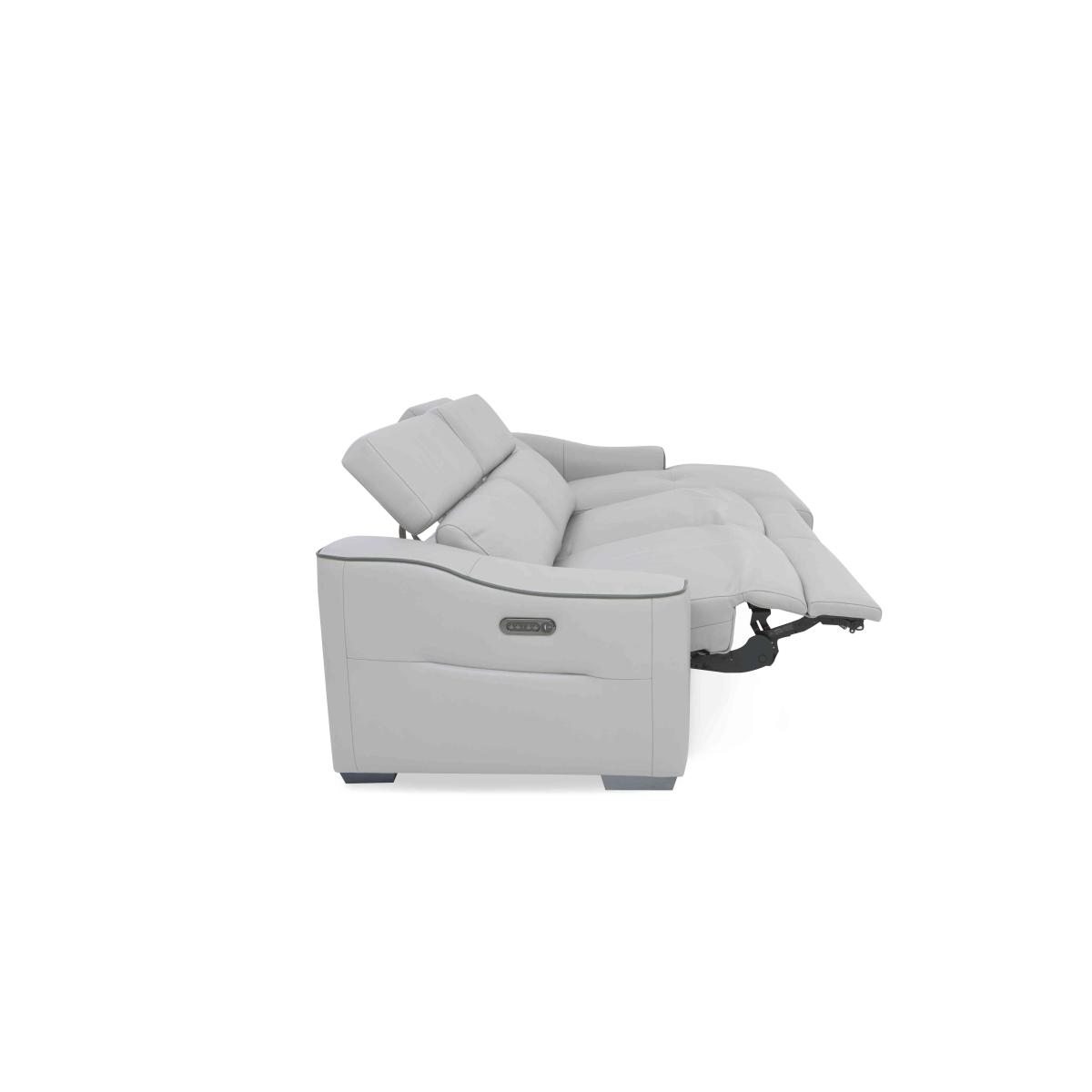 World of Leather - Xavier HW Leather Double Power Recliner Right Hand Facing Chaise End Sofa with Power Headrests - Star White – image 10