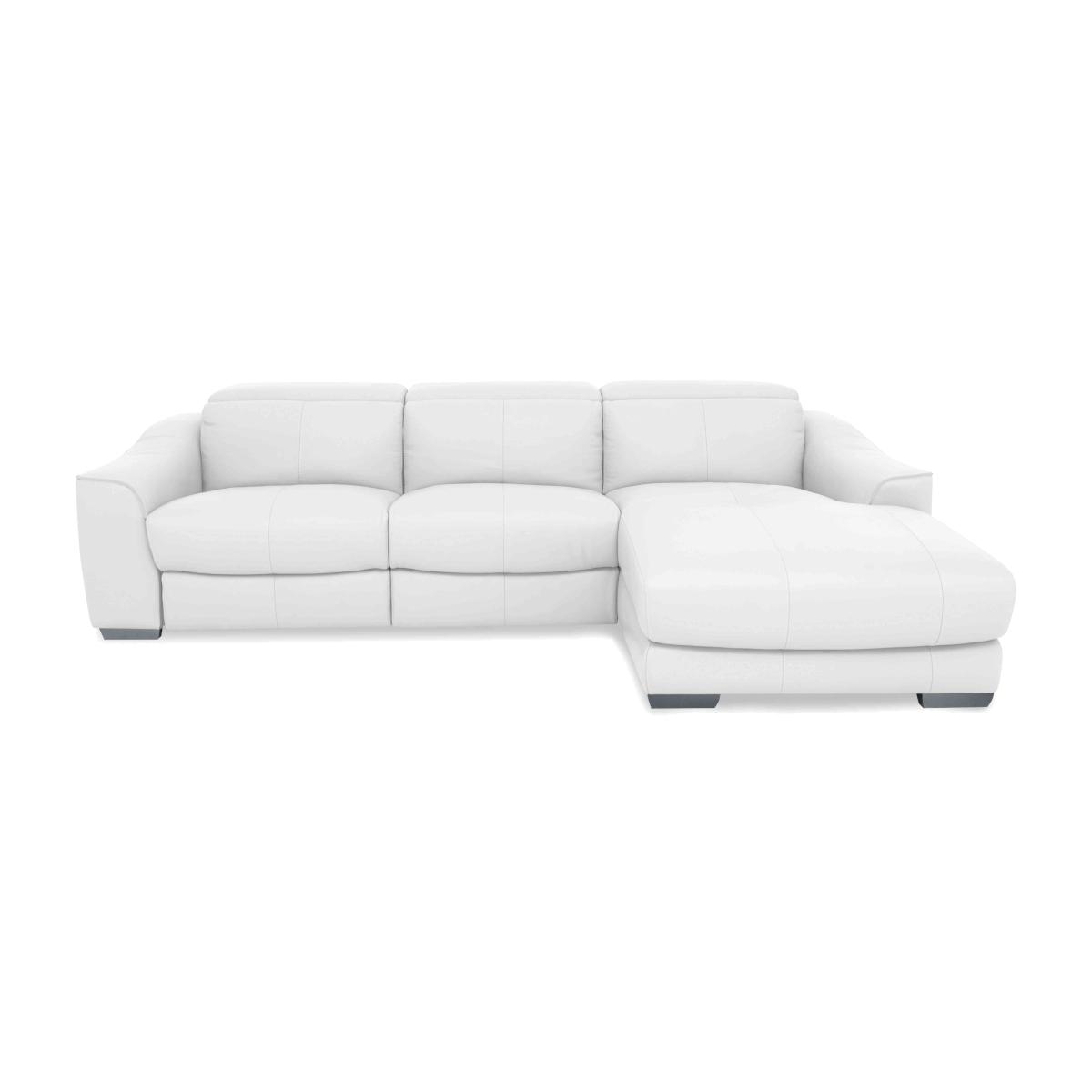 World of Leather - Xavier HW Leather Double Power Recliner Right Hand Facing Chaise End Sofa with Power Headrests - Star White – image 1