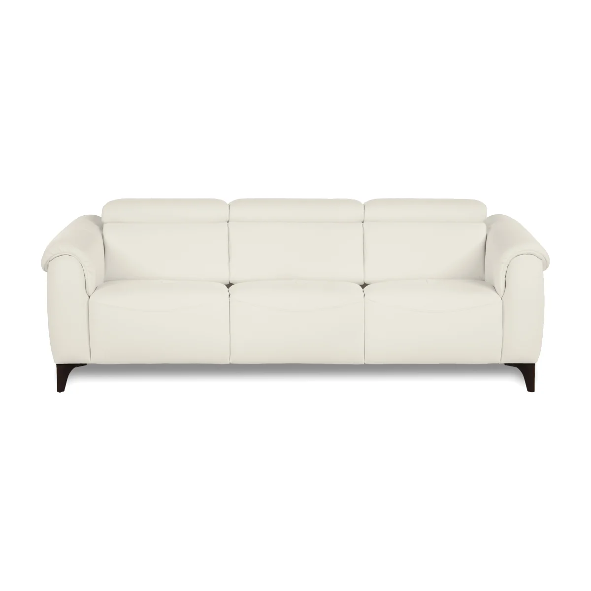 Nicoletti - Nicole 3 Seater 3 Cushion Leather Power Recliner Sofa with Power Headrests - Torello Bianco Puro – image 1