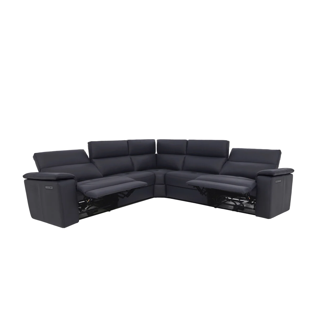 Nicoletti - Canto Large Leather Power Recliner Corner Sofa with Power Headrests and Power Lumbar - Cognac – image 4