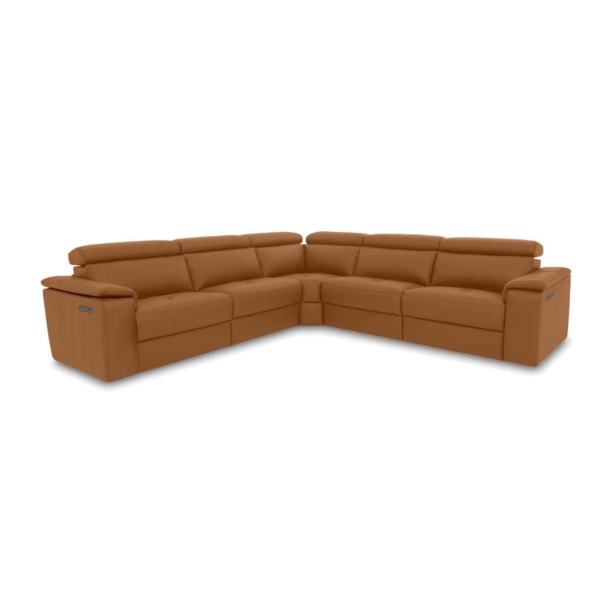Nicoletti - Canto Large Leather Power Recliner Corner Sofa with Power Headrests and Power Lumbar - Cognac – image 1