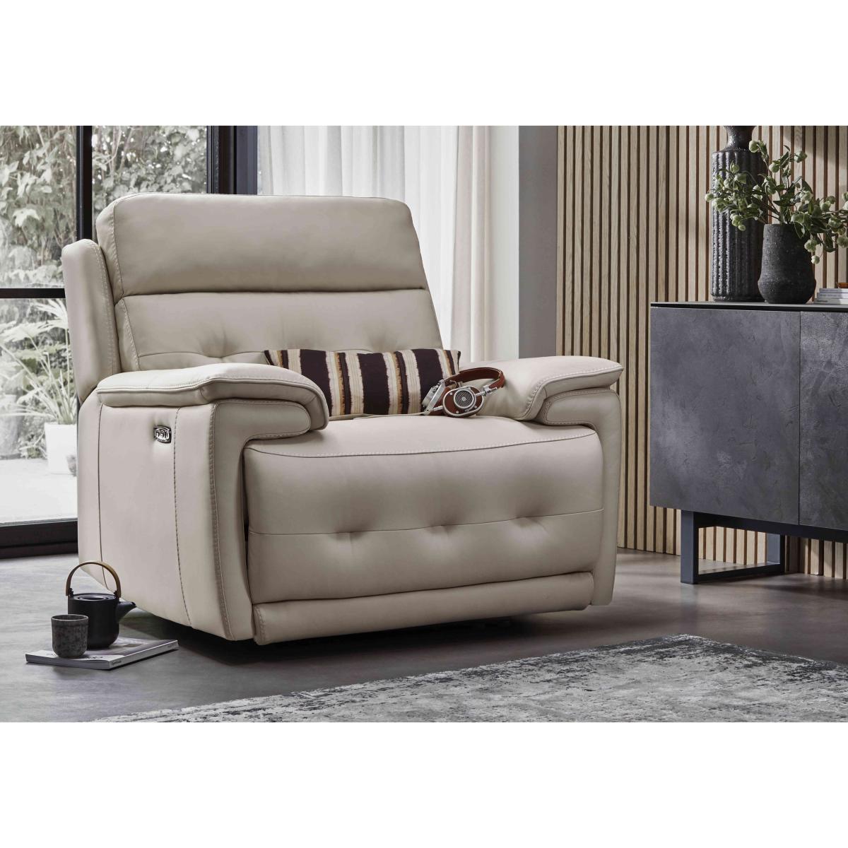 Brescia Leather Power Recliner Chair with Power Headrest - Carribean Sea – image 2
