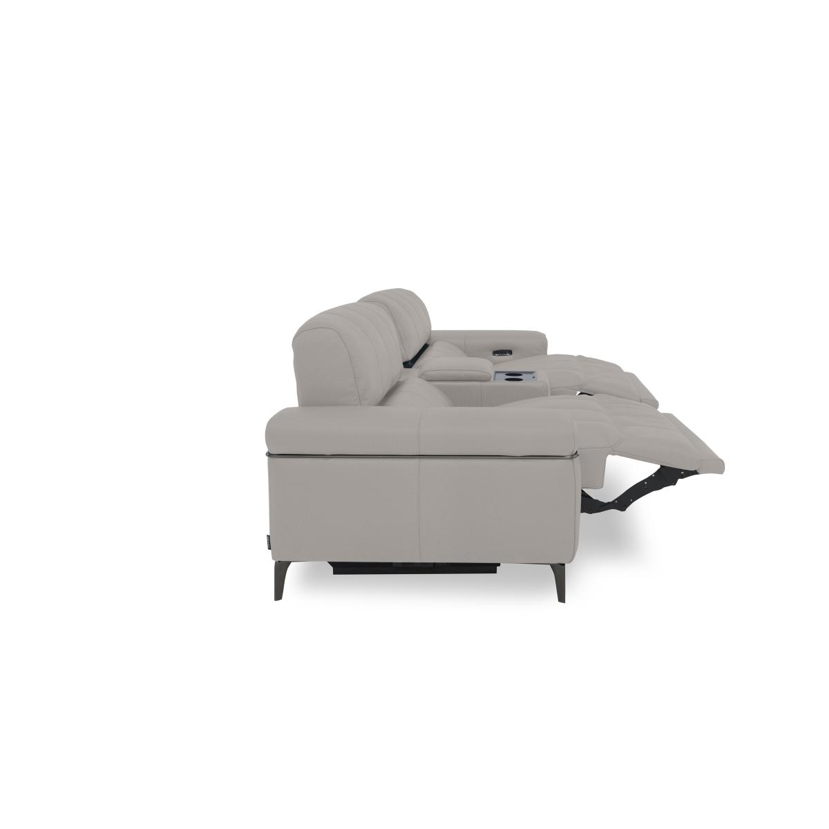 Homestage Fabric 2 Seater Power Recliner Media Sofa with Console and Power Headrests - Light Khaki – image 3