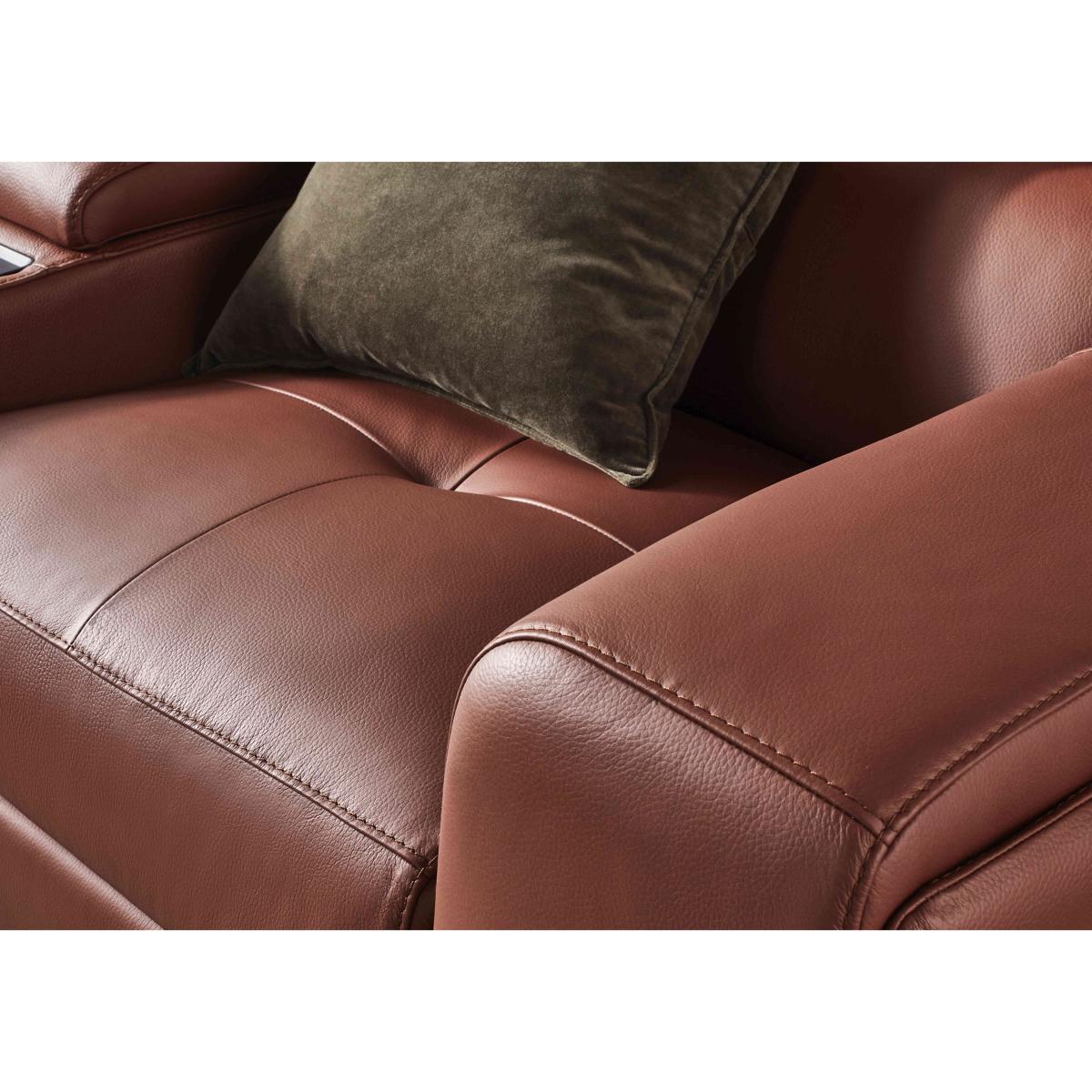 Action Leather 2 Seater Power Recliner Media Sofa with Power Storage Arms - Natural Redmaple – image 5