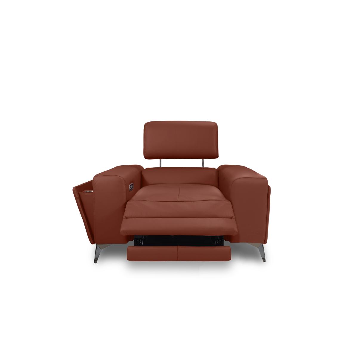 Action Leather Power Recliner Armchair with Power Storage Arm - Red Maple – image 2