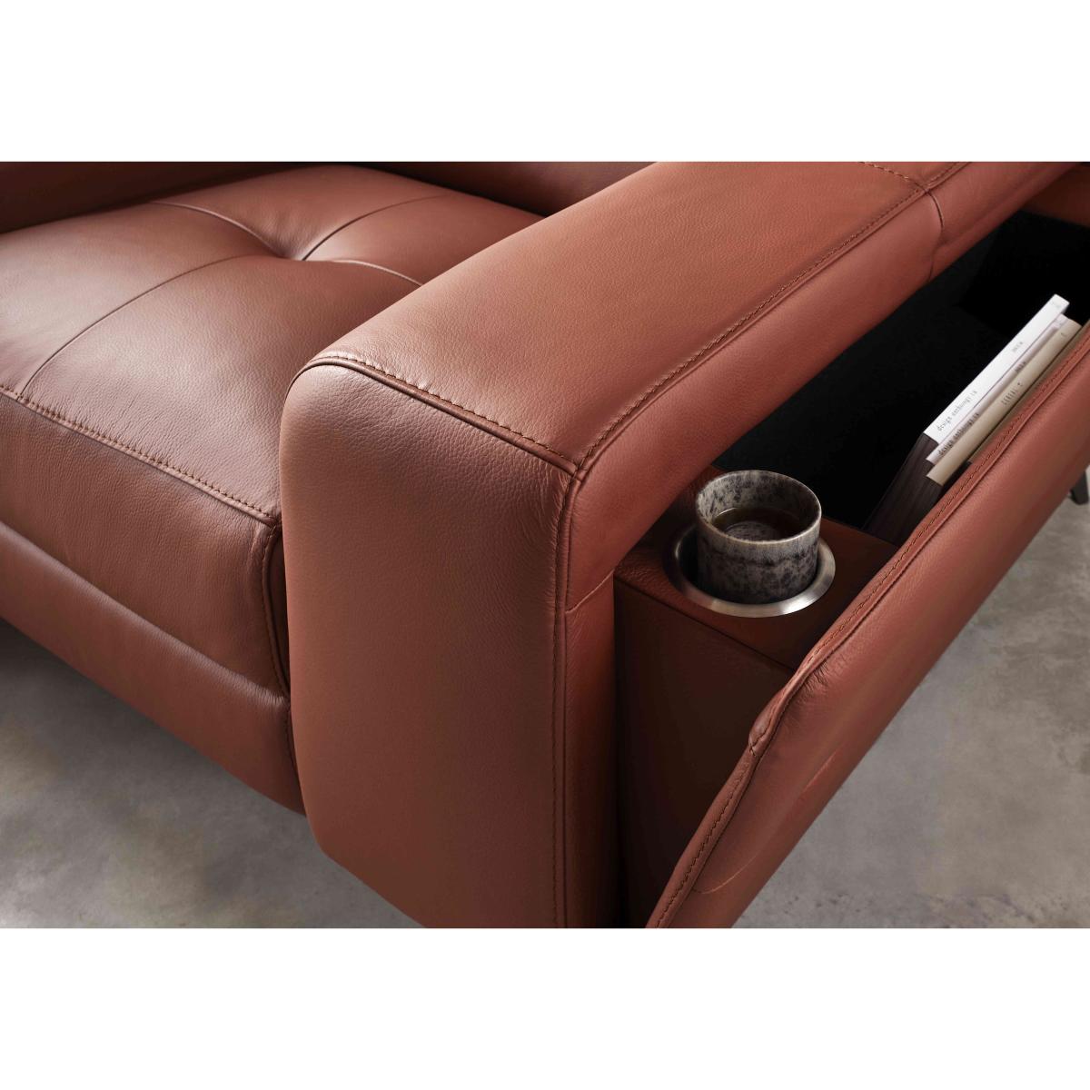 Action Leather Power Recliner Armchair with Power Storage Arm - Red Maple – image 3