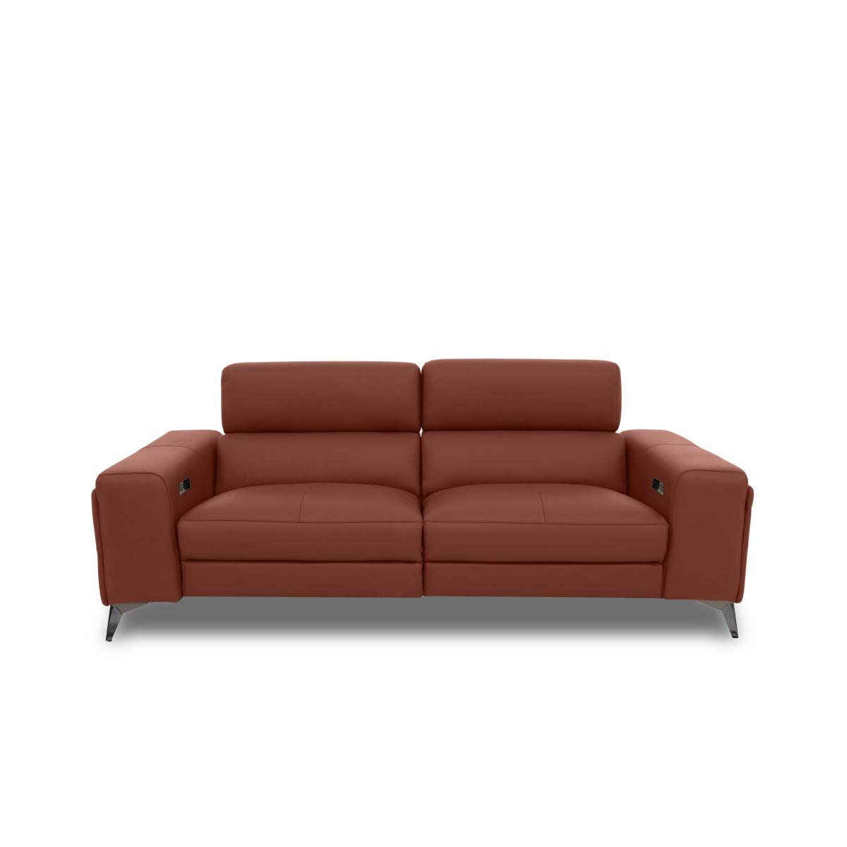 Action Leather 3 Seater Power Recliner Media Sofa - Red Maple – image 2