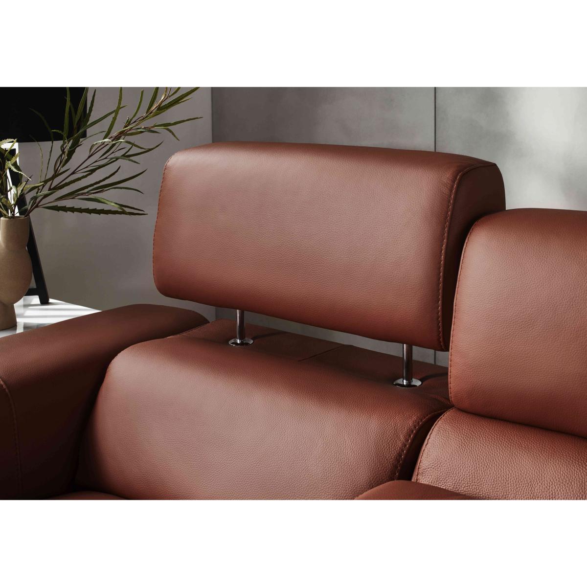 Action Leather 3 Seater Power Recliner Media Sofa - Red Maple – image 3