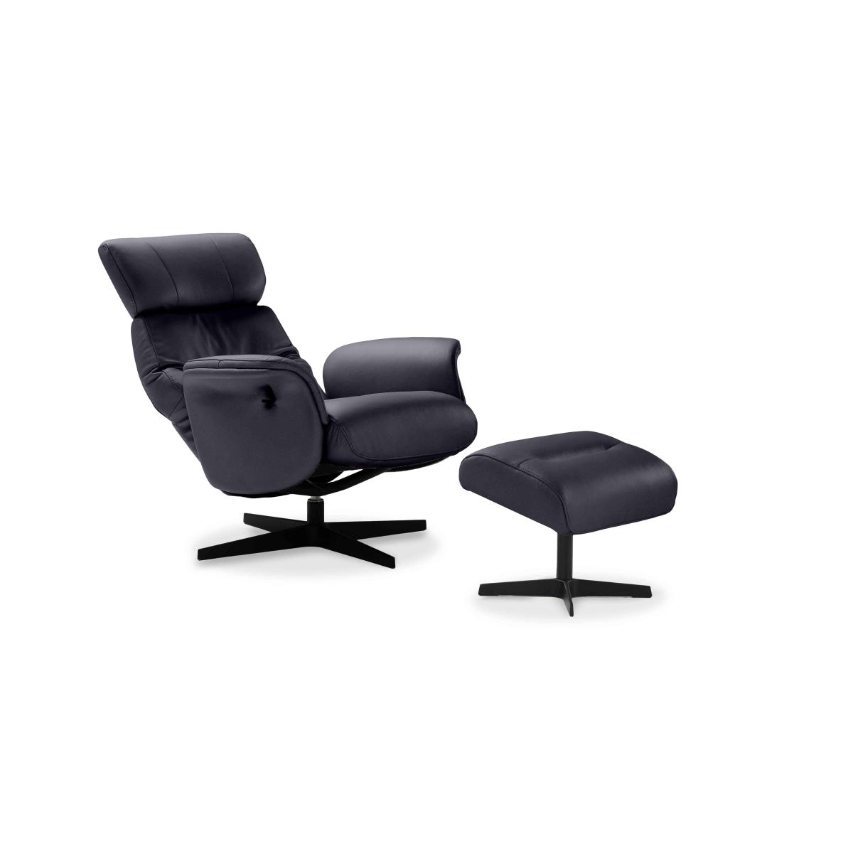 Nicoletti - Tricolour Enzo Leather Swivel Manual Recliner Chair and Stool – image 7