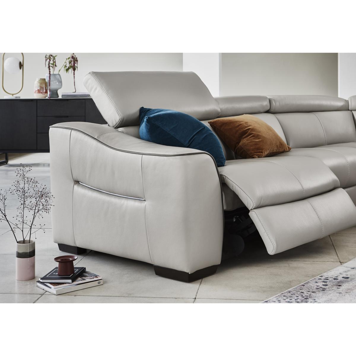 Elixir BV Leather Power Recliner Right Hand Facing Corner Sofa - Silver Grey – image 3