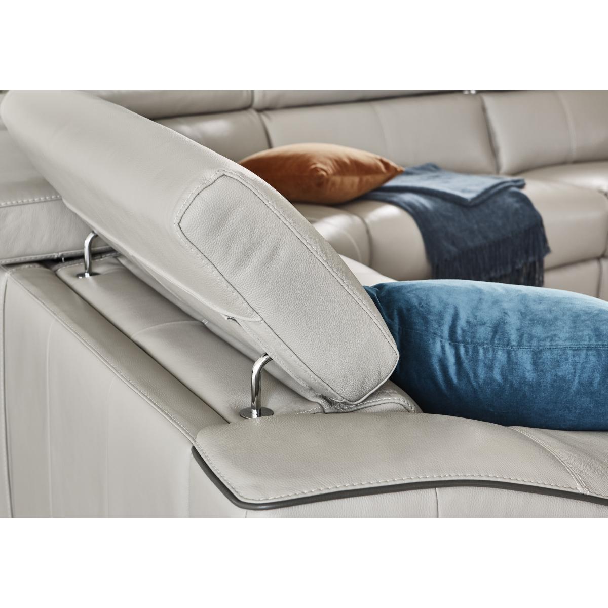 Elixir BV Leather Power Recliner Right Hand Facing Corner Sofa - Silver Grey – image 4
