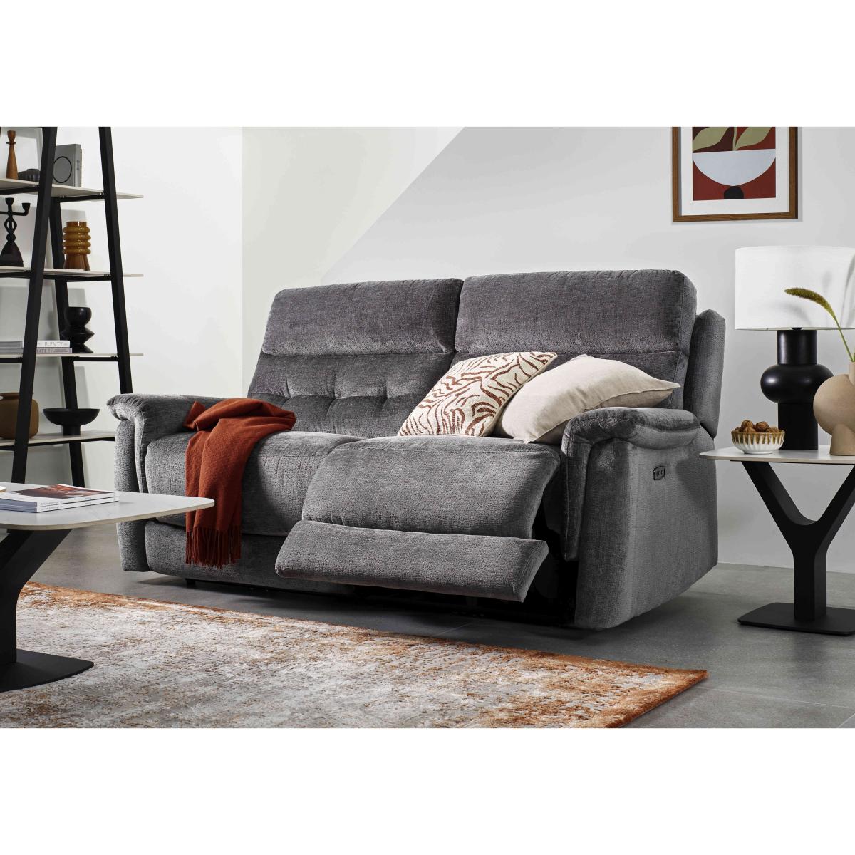 Springer Fabric 3 Seater Power Recliner Sofa - R38 Blue – image 3
