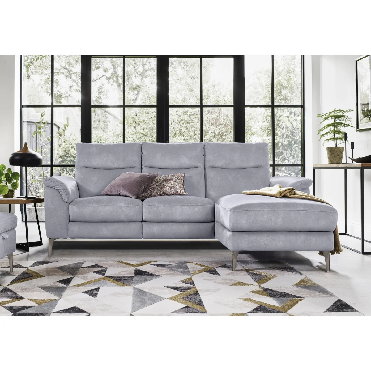 Morgan Fabric 3 Seater Power Recliner Sofa with Right Hand Facing Chaise End - Dexter Smoke – image 2