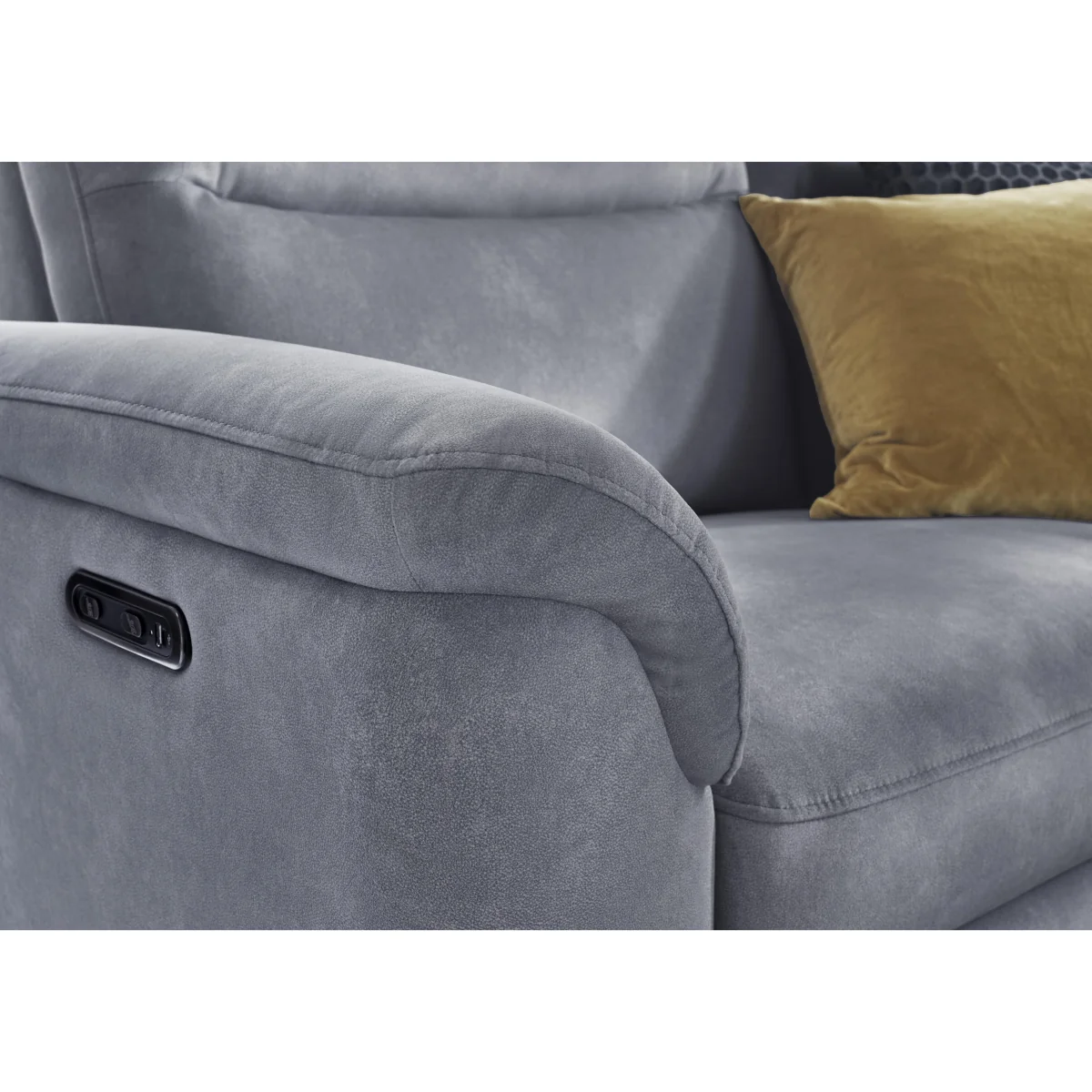Morgan Fabric 3 Seater Power Recliner Sofa with Right Hand Facing Chaise End - Dexter Smoke – image 4