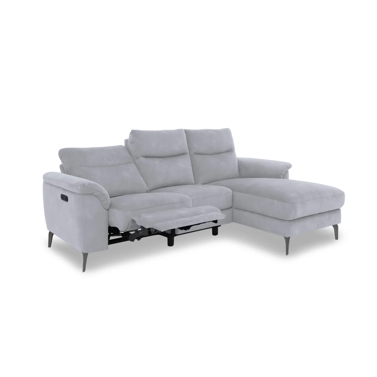 Morgan Fabric 3 Seater Power Recliner Sofa with Right Hand Facing Chaise End - Dexter Smoke – image 6