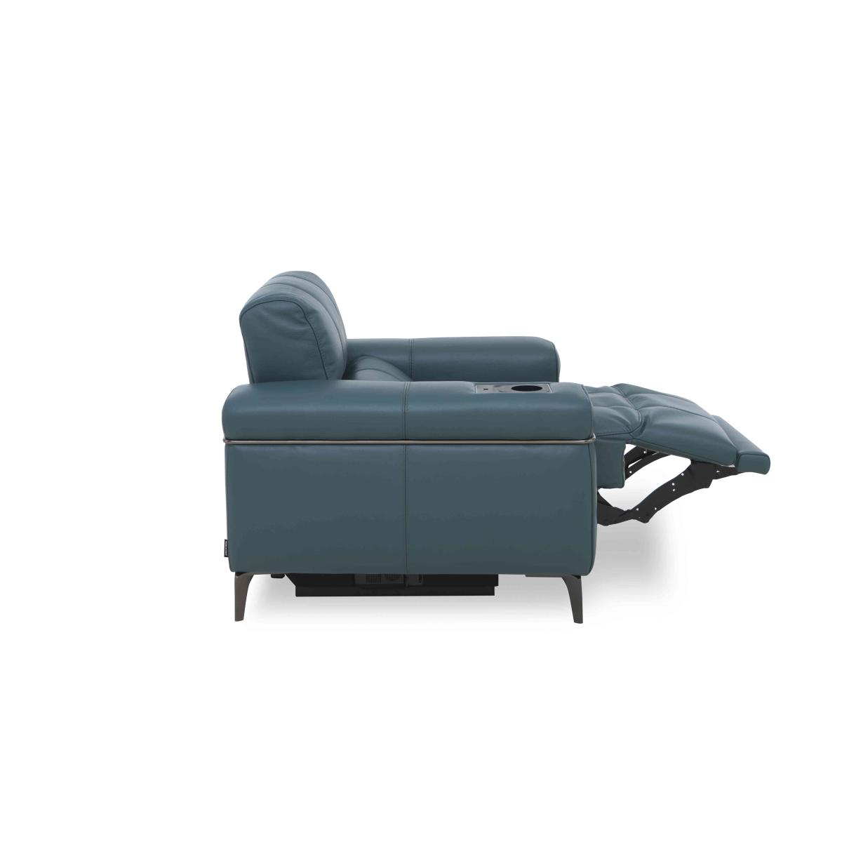 Homestage Leather Power Recliner Media Chair with Power Headrest - Carribean Sea – image 11