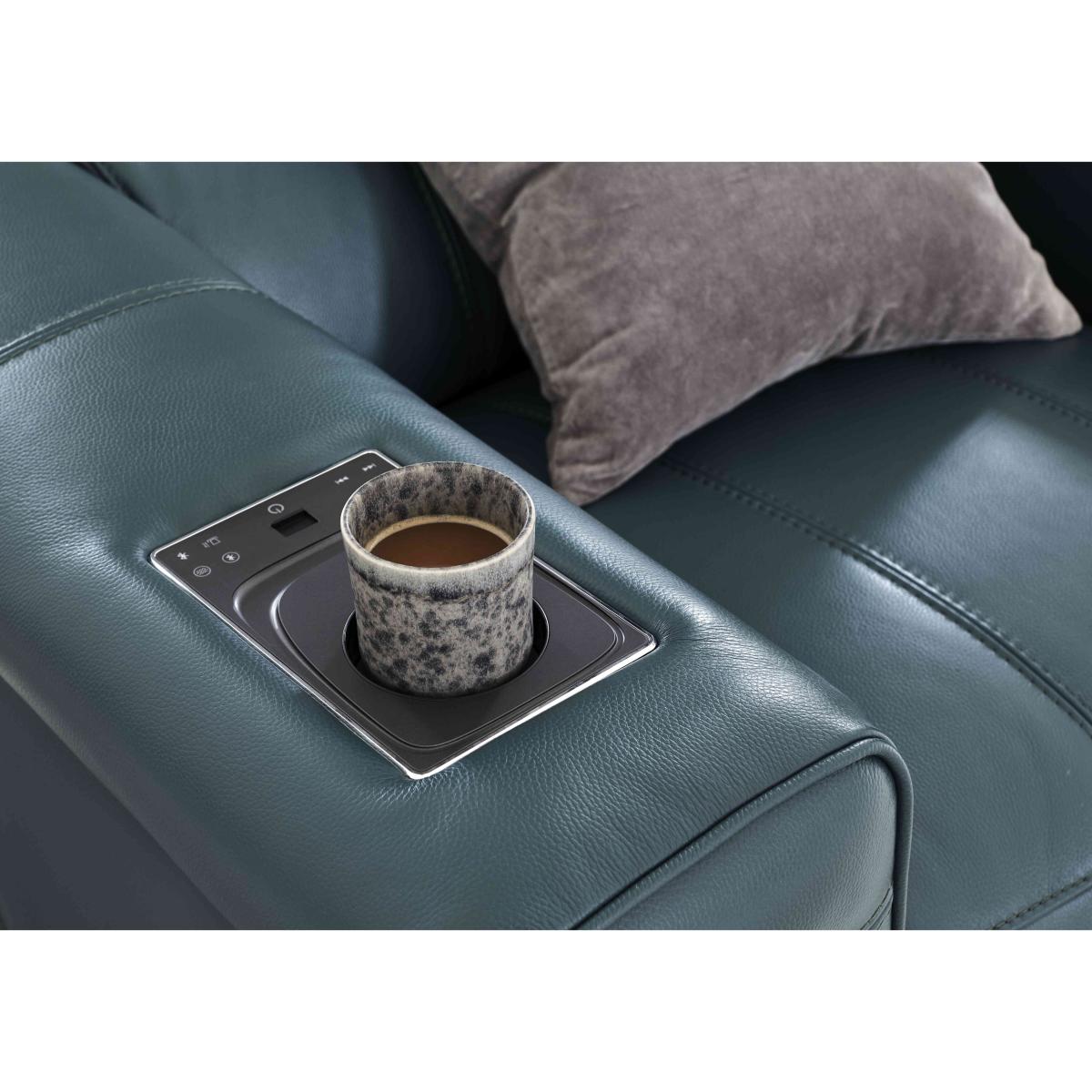 Homestage Leather Power Recliner Media Chair with Power Headrest - Carribean Sea – image 4