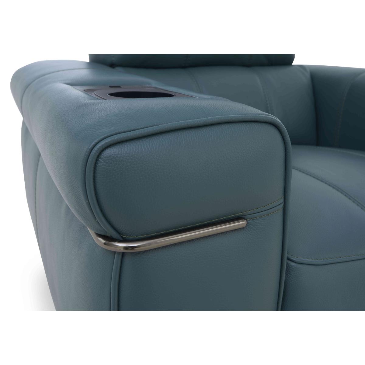 Homestage Leather Power Recliner Media Chair with Power Headrest - Carribean Sea – image 5