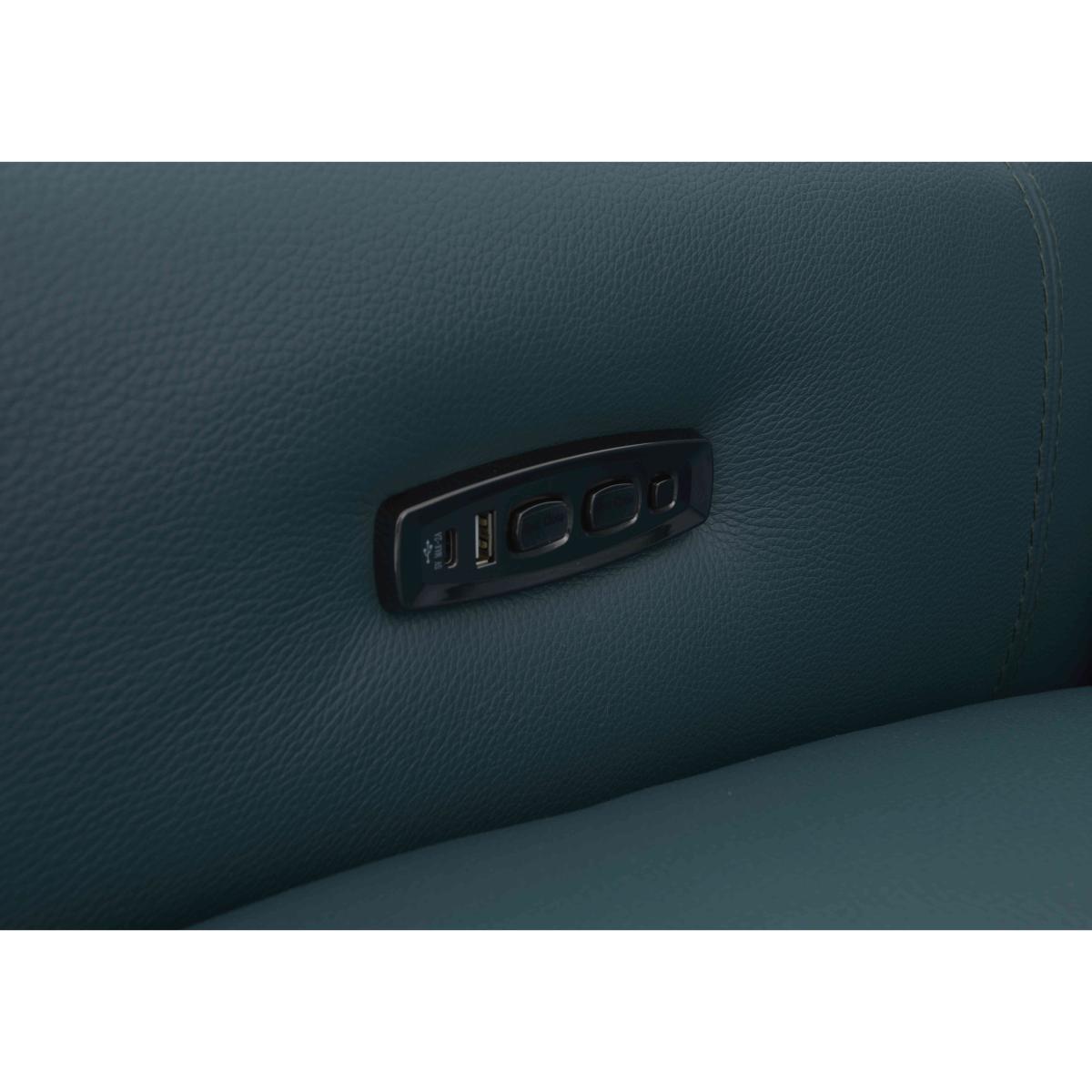 Homestage Leather Power Recliner Media Chair with Power Headrest - Carribean Sea – image 9