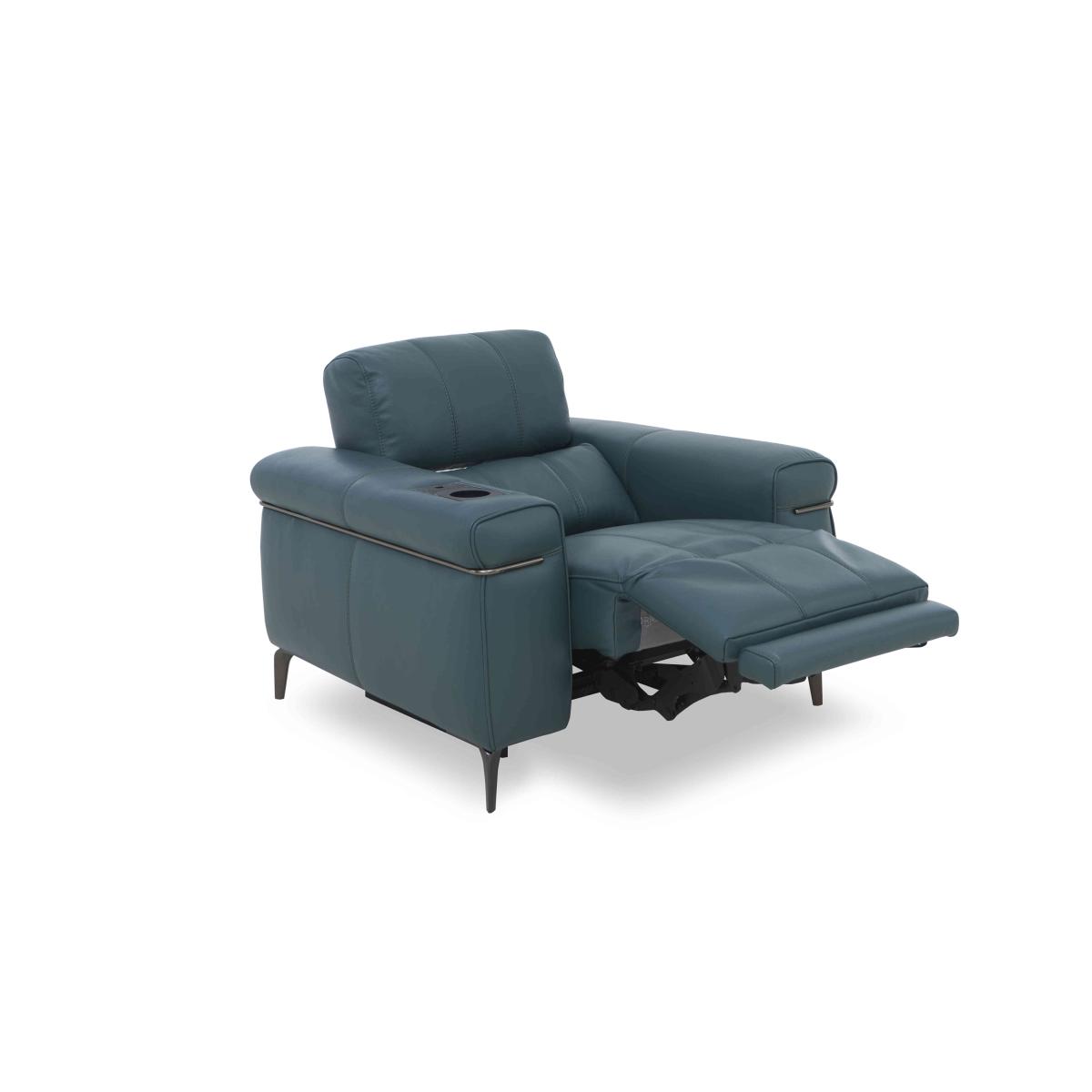 Homestage Leather Power Recliner Media Chair with Power Headrest - Carribean Sea – image 10
