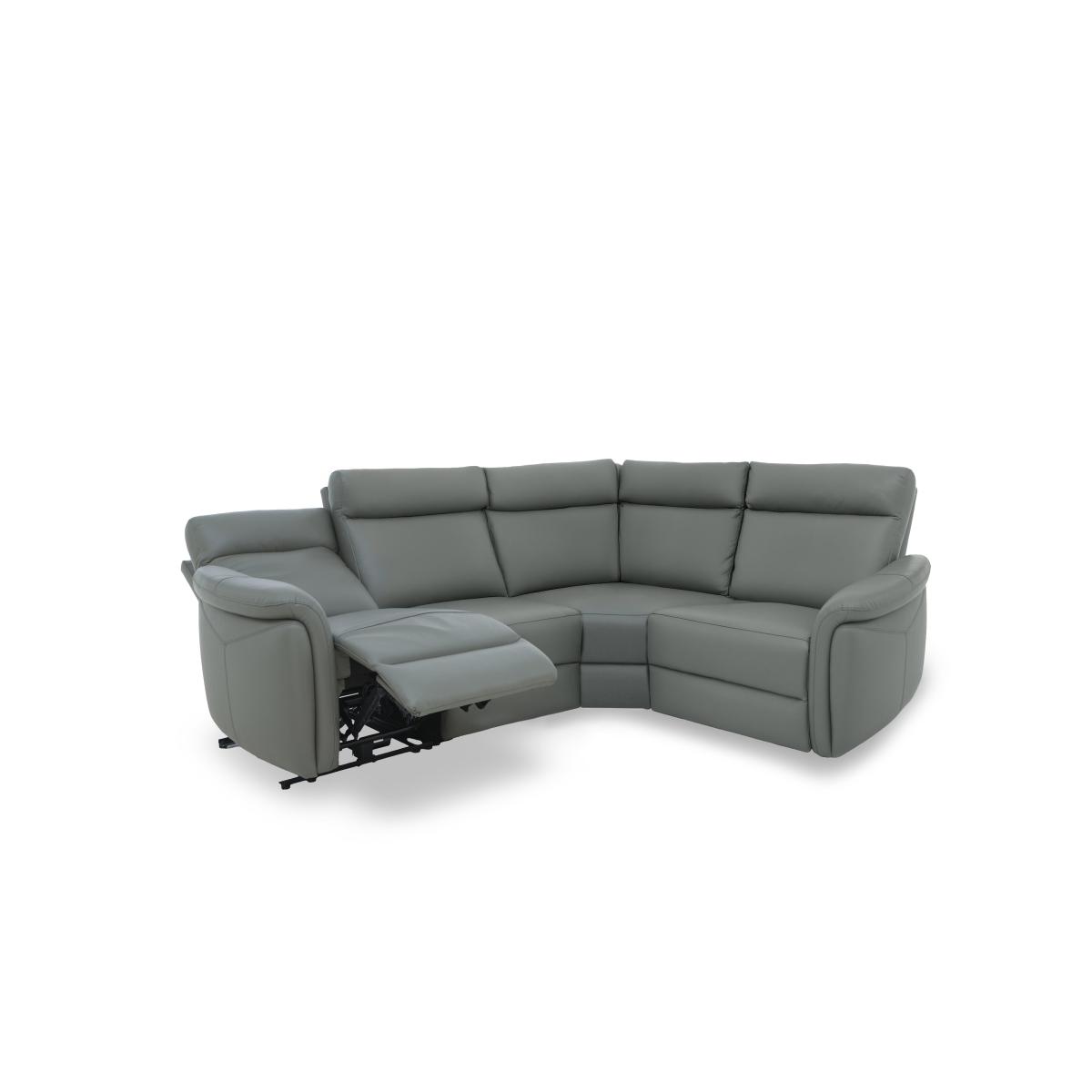 Dublin Leather Power Recliner Corner Sofa with Power Headrests - Starry Grey – image 6