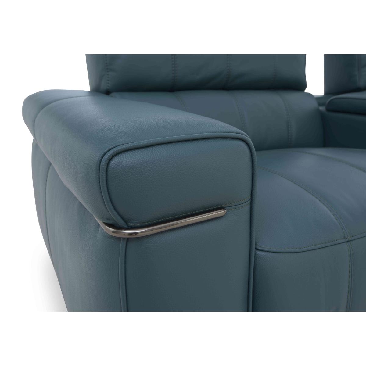 Homestage Leather 2 Seater Power Recliner Sofa with Power Headrests - NC Lake Green – image 2