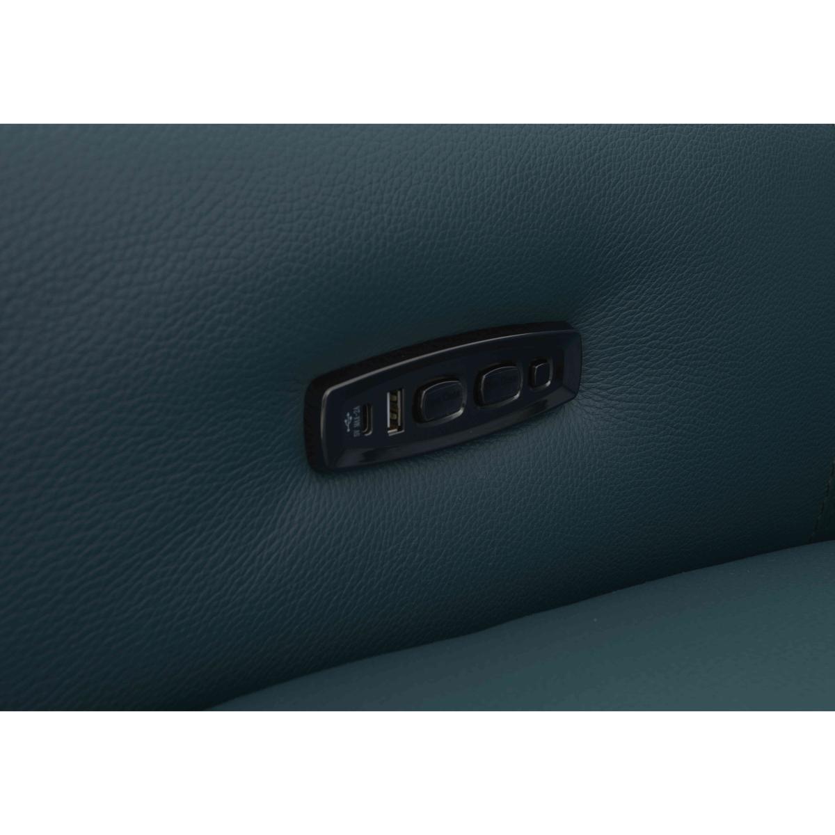 Homestage Leather 2 Seater Power Recliner Sofa with Power Headrests - NC Lake Green – image 4