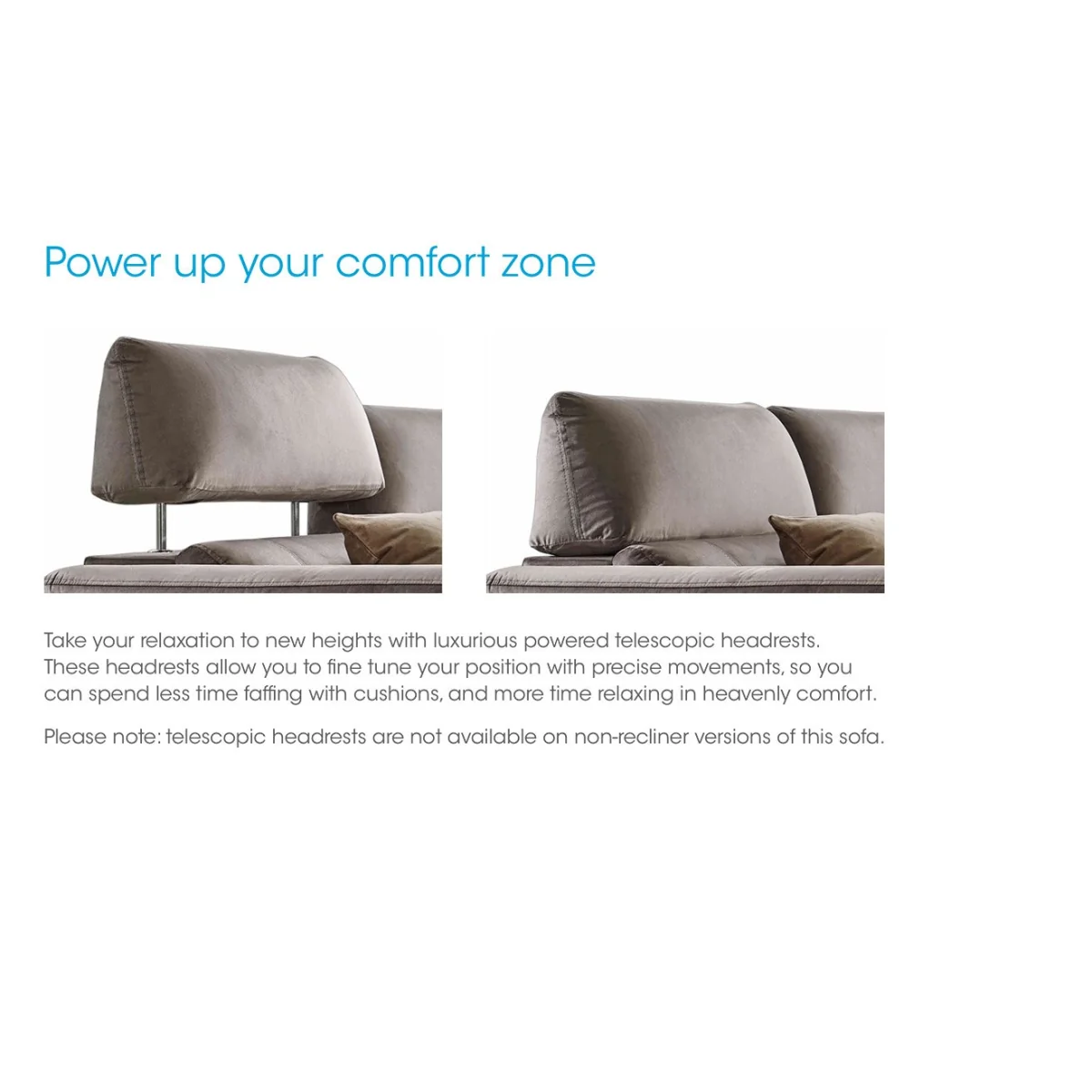 Moet Large Fabric Power Recliner Corner Sofa with Telescopic Headrests - Opulence Charcoal - Sofas and Armchairs – image 12