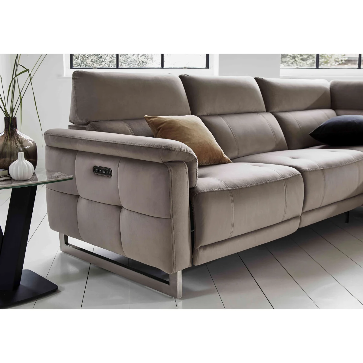 Moet Large Fabric Power Recliner Corner Sofa with Telescopic Headrests - Opulence Charcoal - Sofas and Armchairs – image 5