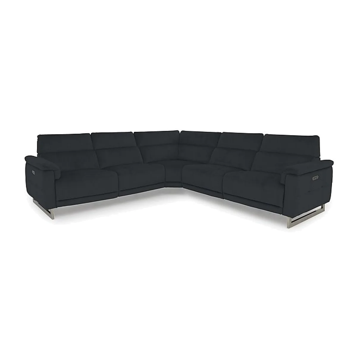 Moet Large Fabric Power Recliner Corner Sofa with Telescopic Headrests - Opulence Charcoal - Sofas and Armchairs – image 1