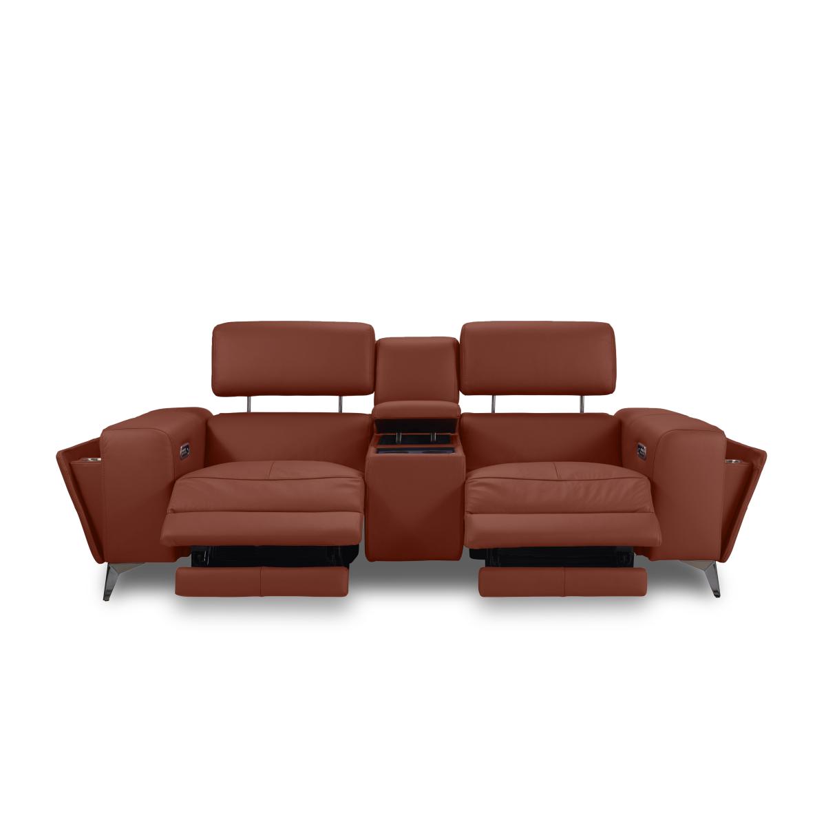 Action Leather 2 Seater Power Recliner Media Sofa with Power Storage Arms - Red Maple – image 11