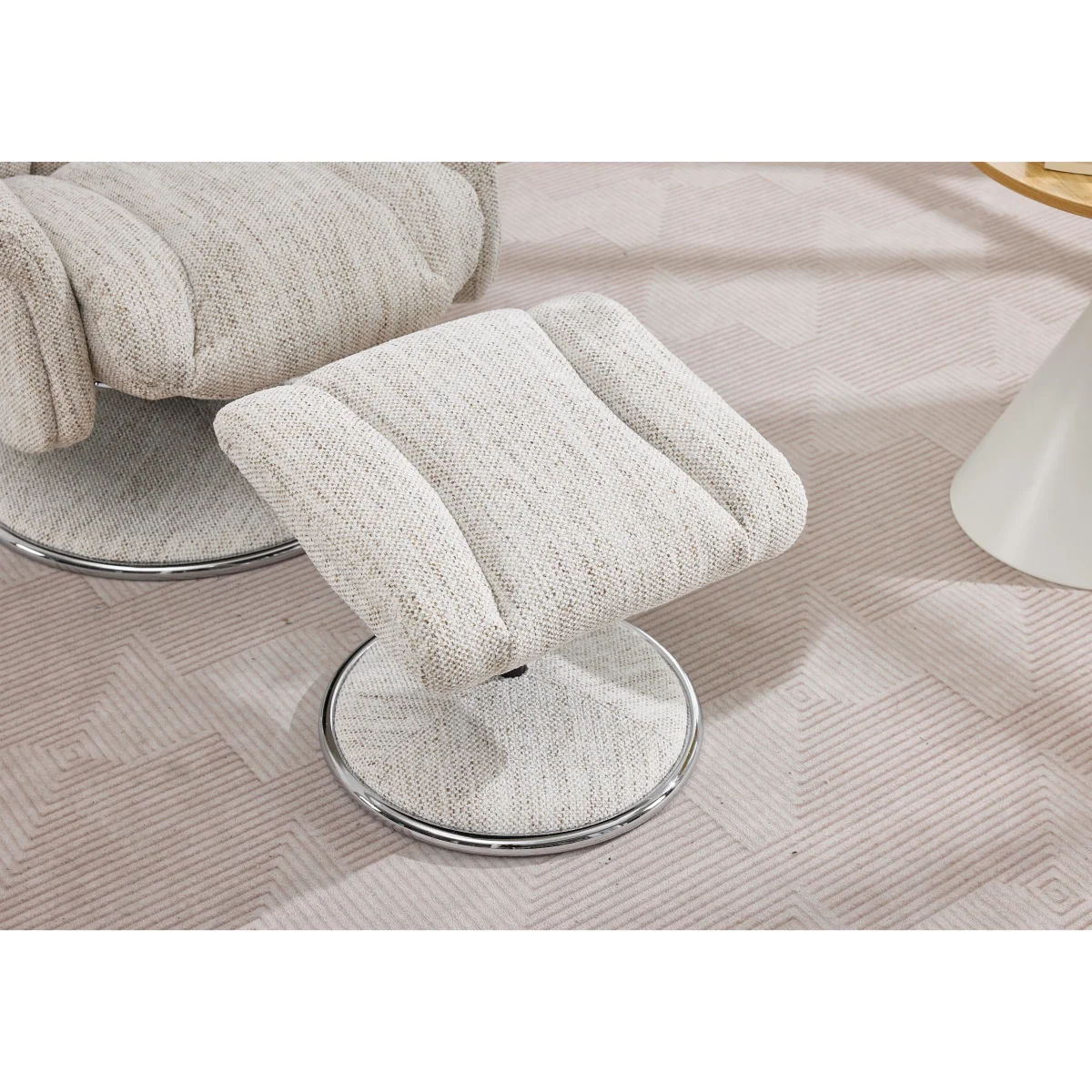 Elm Fabric Swivel Recliner Chair and Footstool – image 8