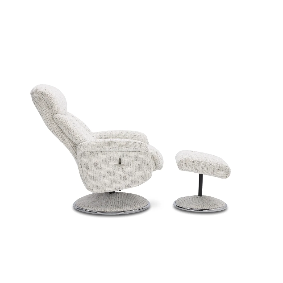 Elm Fabric Swivel Recliner Chair and Footstool – image 10