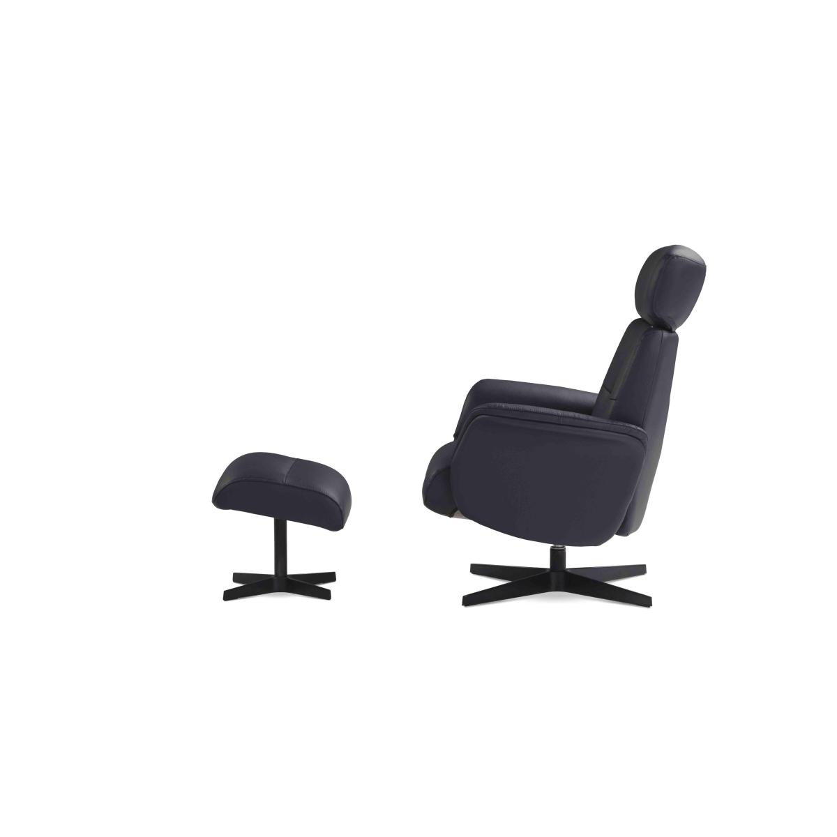 Nicoletti - Tricolour Enzo Leather Swivel Manual Recliner Chair and Stool - Torello Grigio Scuro – image 8
