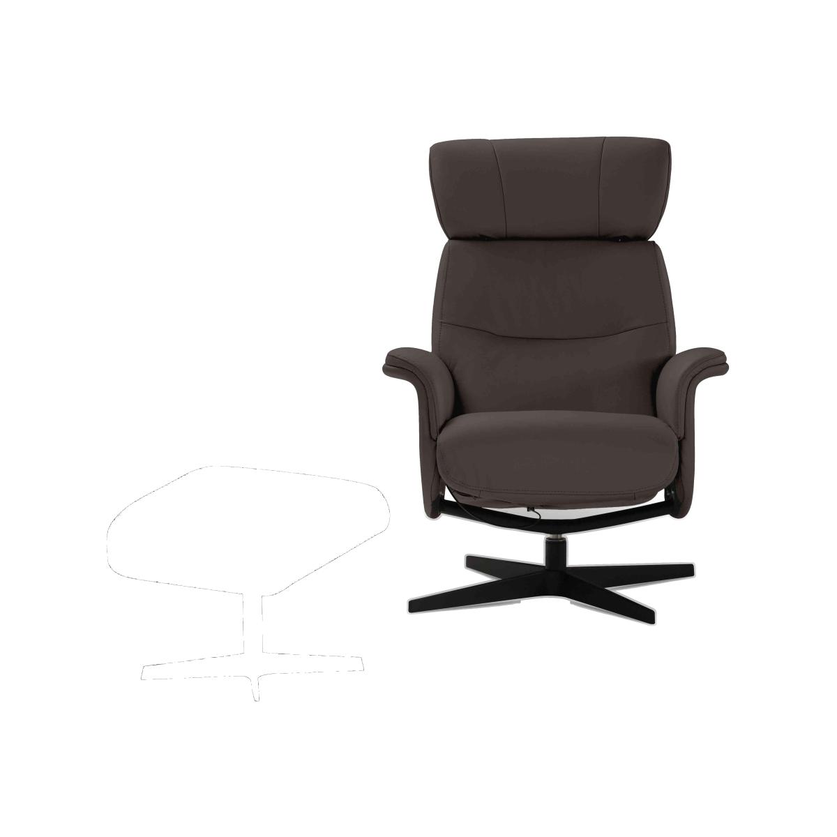 Nicoletti - Tricolour Enzo Leather Swivel Manual Recliner Chair and Stool - Torello Grigio Scuro – image 1