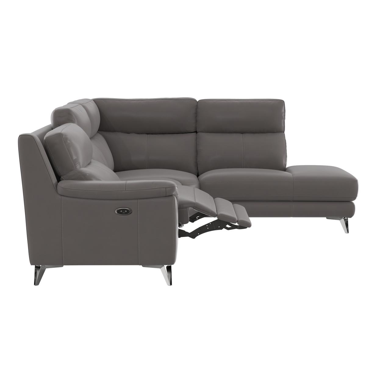 World of Leather - Contempo Right Hand Facing Chaise End BV Leather Power Recliner Sofa - BV Bisque – image 8