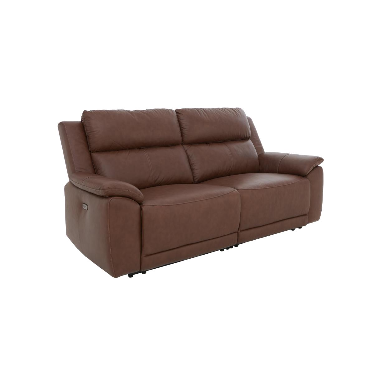 Utah 3 Seater Leather Recliner Sofa with Headrests and Power Lumbar - White – image 5