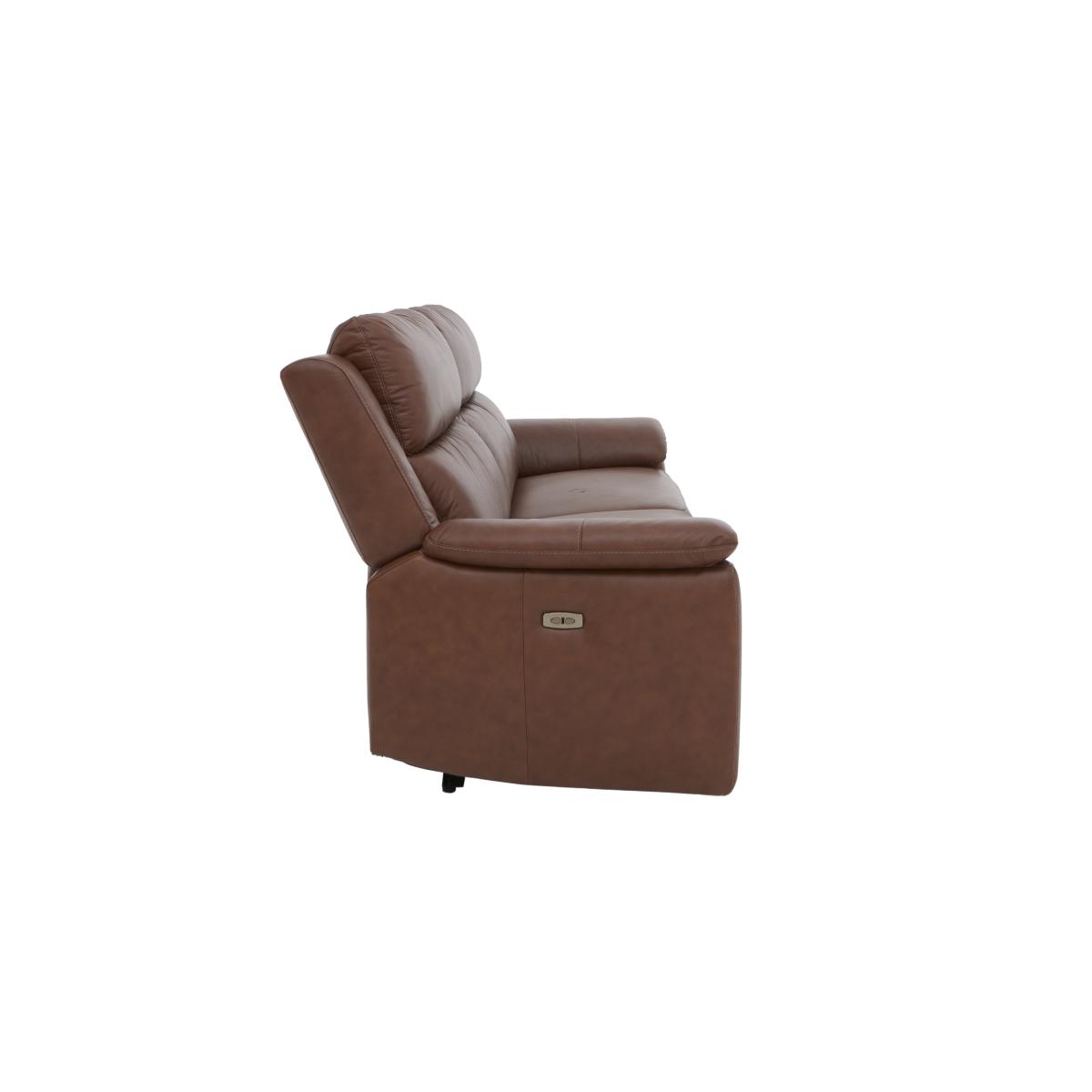 Utah 3 Seater Leather Recliner Sofa with Headrests and Power Lumbar - White – image 6