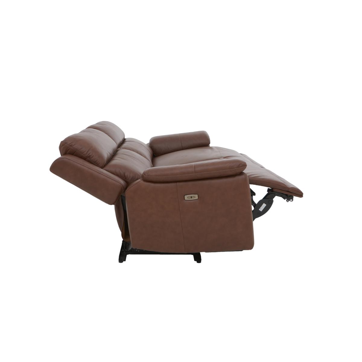 Utah 3 Seater Leather Recliner Sofa with Headrests and Power Lumbar - White – image 7