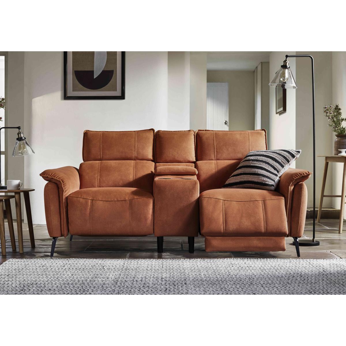 Jude Fabric 2 Seater Power Recliner Sofa with Smart Console, Power Headrests, Power Lumbar and Heated Seats - Dexter Fern – image 2