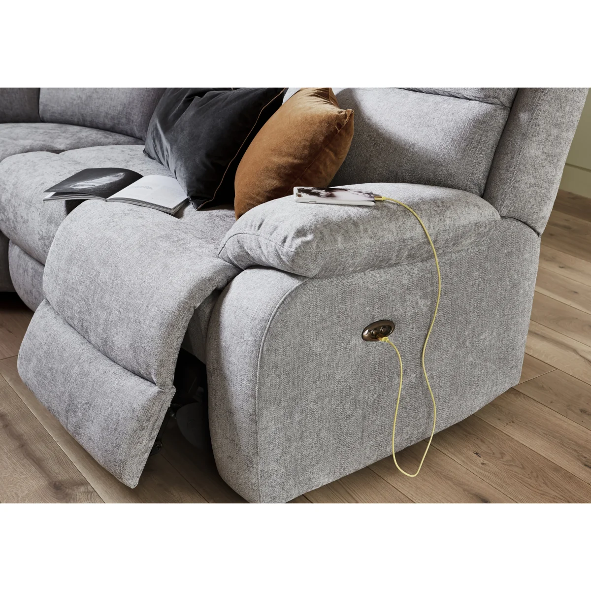 Moreno Fabric Power Recliner Corner Sofa - R27 Pewter – image 5