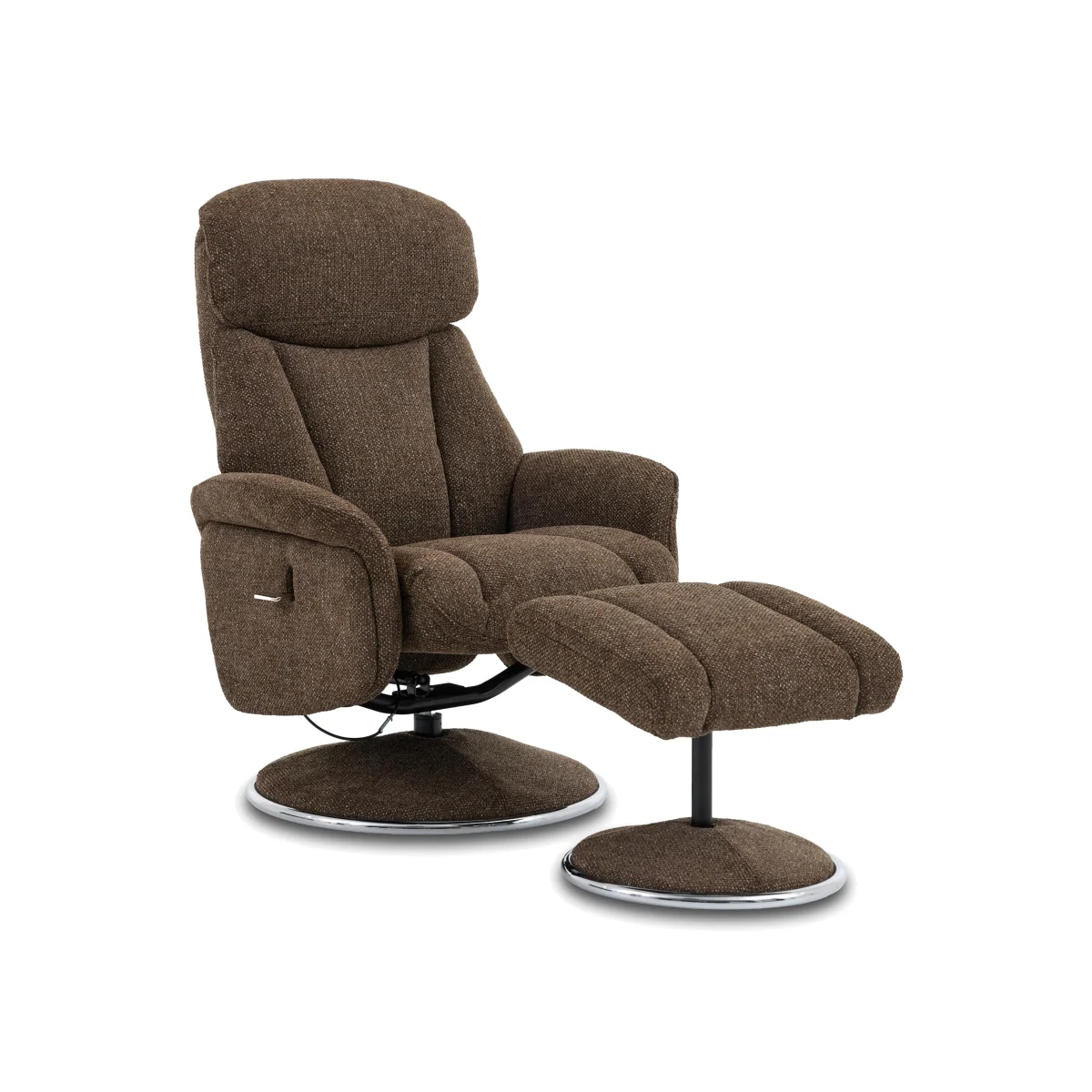 Elm Fabric Swivel Recliner Chair and Footstool – image 1