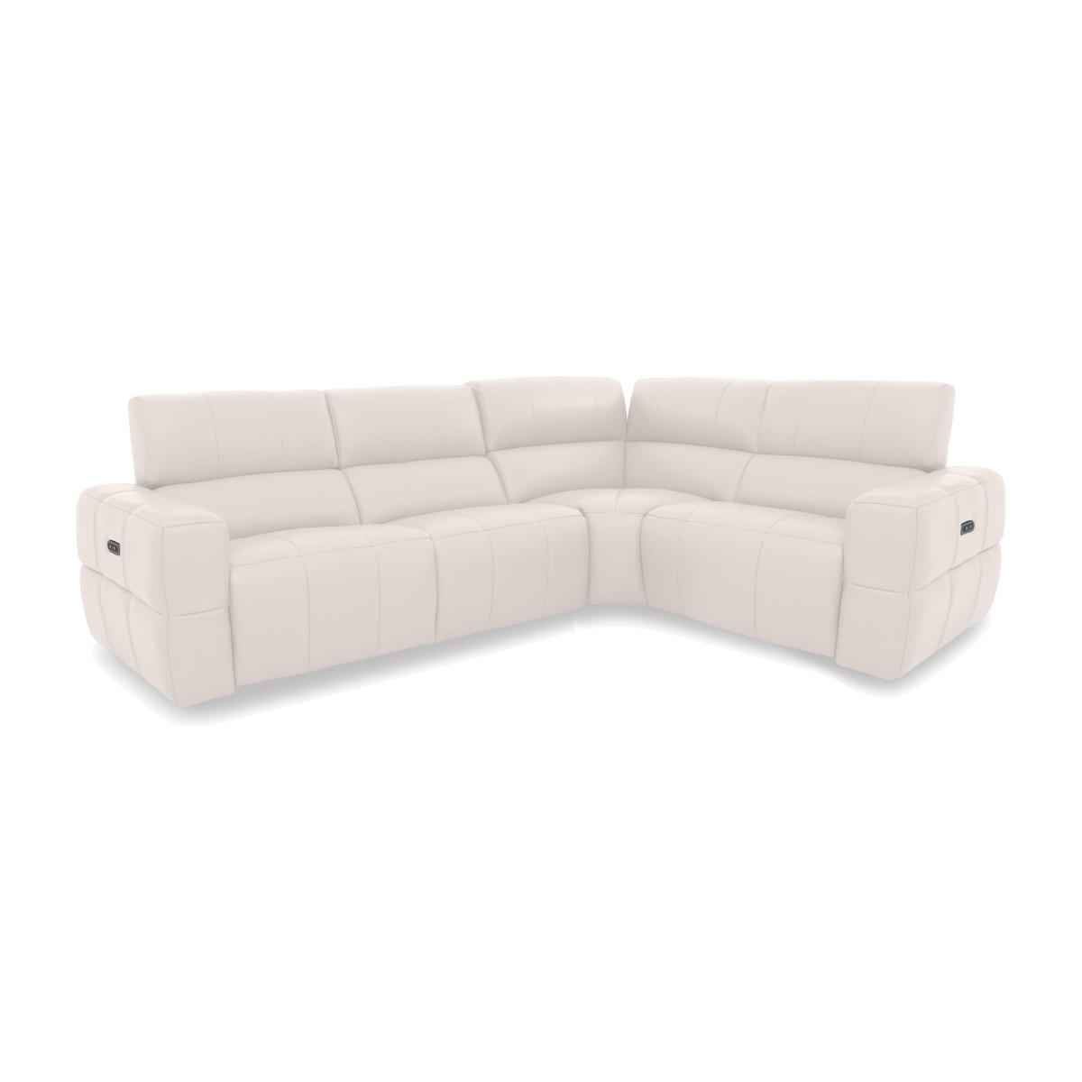 Cube Leather Power Recliner Right Hand Facing Corner Sofa with Power Headrests – image 1