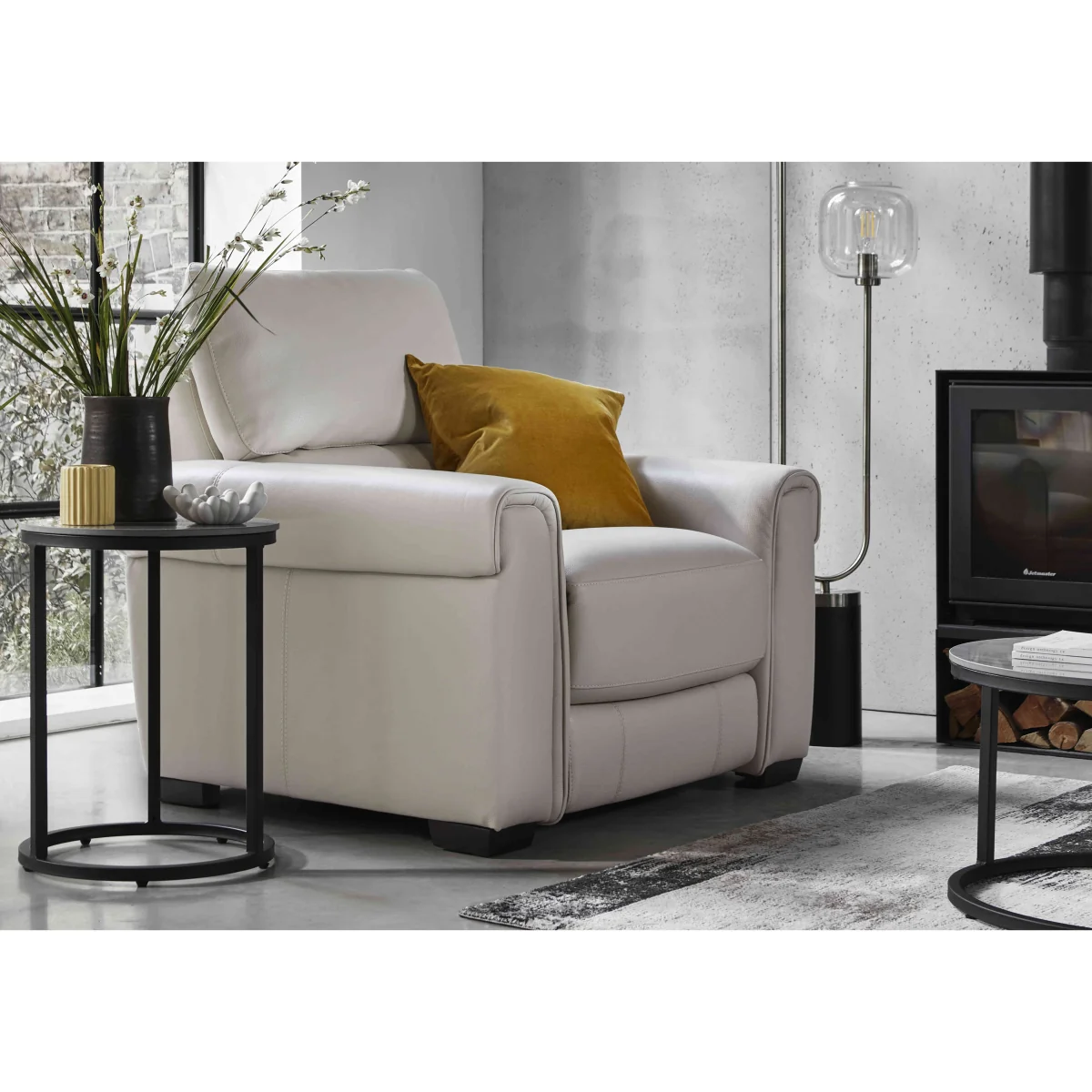 World of Leather - Nixon Leather Power Recliner Chair - BV Pebble – image 2