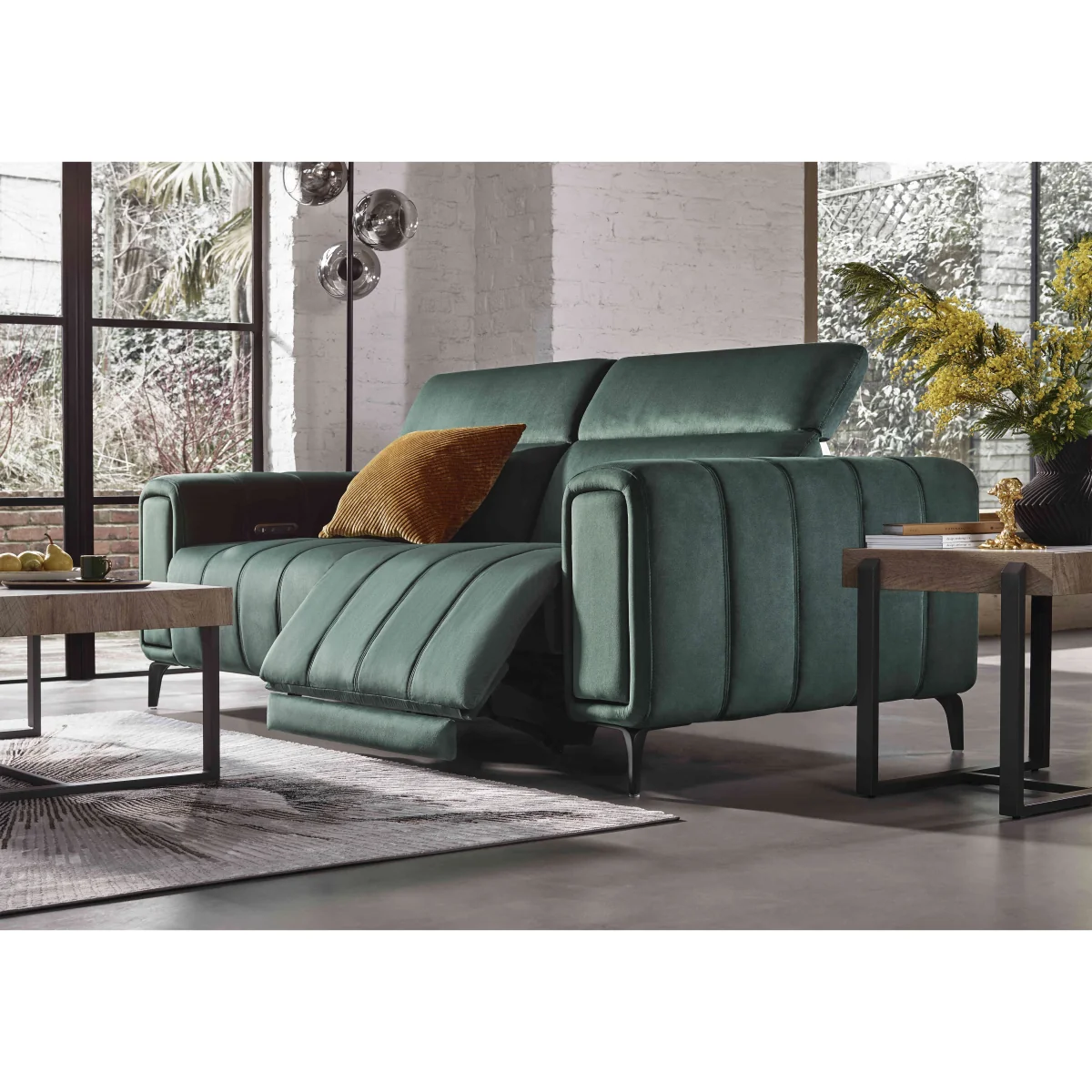 Elphaba 2 Seater and 3 Seater Fabric Power Recliner Sofas with Storage Arms Set - Bottle Green – image 2