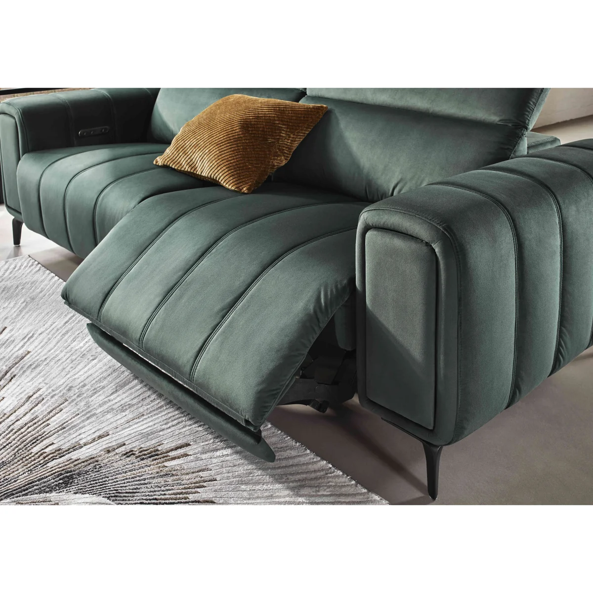 Elphaba 2 Seater and 3 Seater Fabric Power Recliner Sofas with Storage Arms Set - Bottle Green – image 5