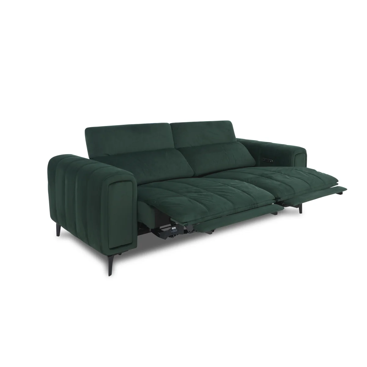 Elphaba 2 Seater and 3 Seater Fabric Power Recliner Sofas with Storage Arms Set - Bottle Green – image 6