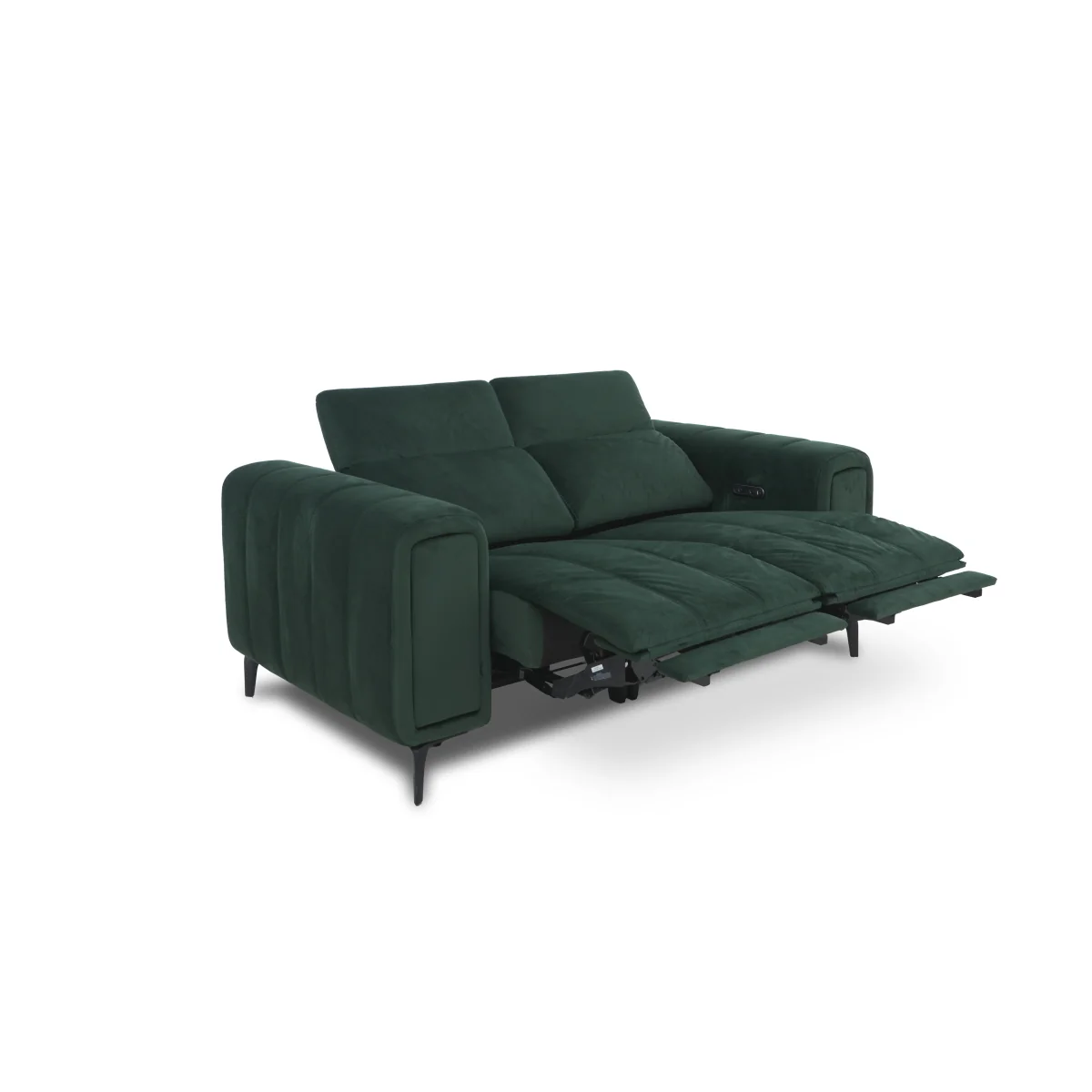 Elphaba 2 Seater and 3 Seater Fabric Power Recliner Sofas with Storage Arms Set - Bottle Green – image 7
