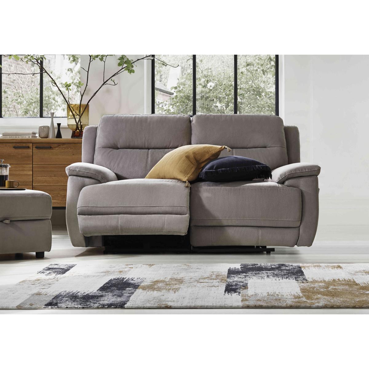 Touch 2 Seater Heavy Duty Fabric Manual Recliner Sofa - R27 Pewter – image 2