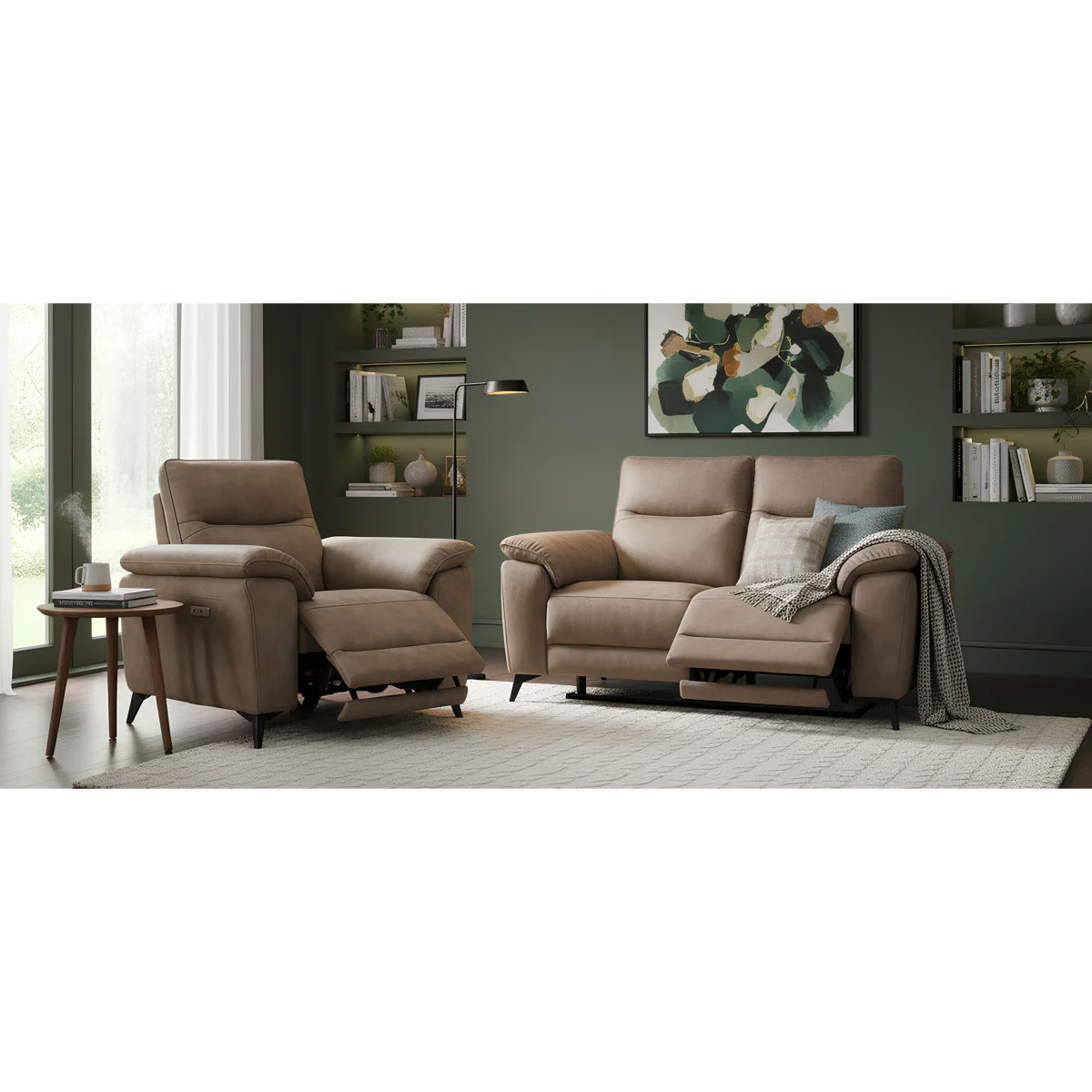 Sinclair Earth Brown Fabric Recliner Armchair – image 4